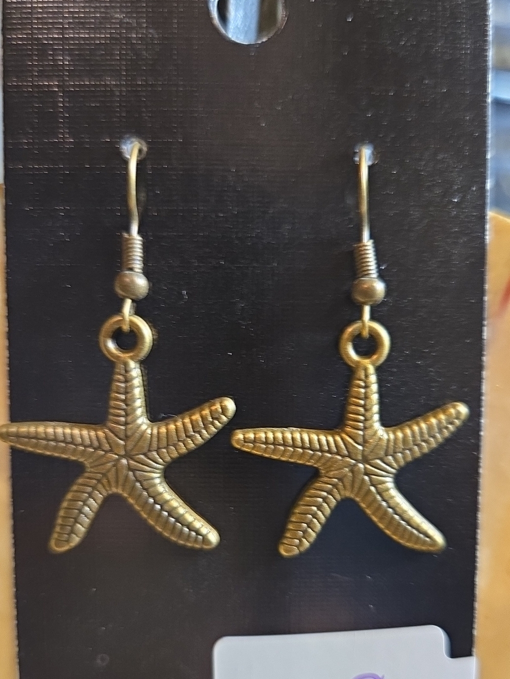 Gold Starfish Dangle Earrings -